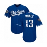 Men's Majestic Los Angeles Dodgers #13 Max Muncy Authentic Royal Blue Team Logo Fashion Cool Base 2018 World Series MLB Jersey