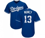 Men's Majestic Los Angeles Dodgers #13 Max Muncy Authentic Royal Blue Team Logo Fashion Cool Base MLB Jersey