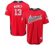 Men's Majestic Los Angeles Dodgers #13 Max Muncy Game Red National League 2018 MLB All-Star MLB Jersey