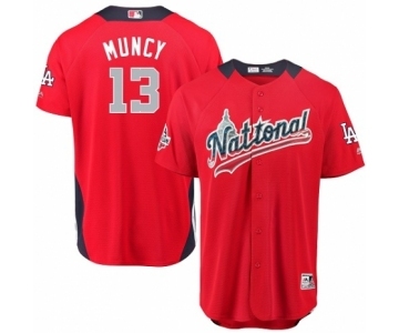 Men's Majestic Los Angeles Dodgers #13 Max Muncy Game Red National League 2018 MLB All-Star MLB Jersey