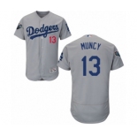 Men's Majestic Los Angeles Dodgers #13 Max Muncy Gray Alternate Flex Base Authentic Collection 2018 World Series MLB Jersey