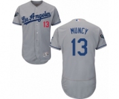 Men's Majestic Los Angeles Dodgers #13 Max Muncy Grey Road Flex Base Authentic Collection 2018 World Series MLB Jersey