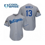 Men's Majestic Los Angeles Dodgers #13 Max Muncy Replica Grey Road Cool Base 2018 World Series MLB Jersey