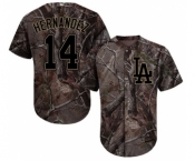 Men's Majestic Los Angeles Dodgers #14 Enrique Hernandez Authentic Camo Realtree Collection Flex Base MLB Jersey