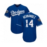 Men's Majestic Los Angeles Dodgers #14 Enrique Hernandez Authentic Royal Blue Team Logo Fashion Cool Base 2018 World Series MLB Jersey