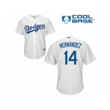 Men's Majestic Los Angeles Dodgers #14 Enrique Hernandez Authentic White Home Cool Base MLB Jersey