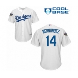 Men's Majestic Los Angeles Dodgers #14 Enrique Hernandez Replica White Home Cool Base 2018 World Series MLB Jersey