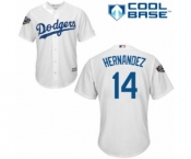 Men's Majestic Los Angeles Dodgers #14 Enrique Hernandez Replica White Home Cool Base 2018 World Series MLB Jersey