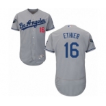 Men's Majestic Los Angeles Dodgers #16 Andre Ethier Grey Road Flex Base Authentic Collection 2018 World Series MLB Jersey