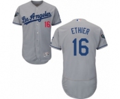 Men's Majestic Los Angeles Dodgers #16 Andre Ethier Grey Road Flex Base Authentic Collection 2018 World Series MLB Jersey