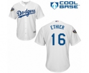 Men's Majestic Los Angeles Dodgers #16 Andre Ethier Replica White Home Cool Base 2018 World Series MLB Jersey