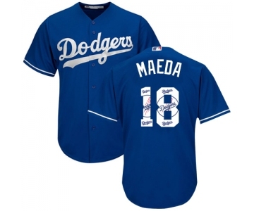 Men's Majestic Los Angeles Dodgers #18 Kenta Maeda Authentic Royal Blue Team Logo Fashion Cool Base MLB Jersey