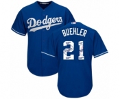 Men's Majestic Los Angeles Dodgers #21 Walker Buehler Authentic Royal Blue Team Logo Fashion Cool Base MLB Jersey