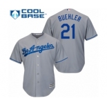 Men's Majestic Los Angeles Dodgers #21 Walker Buehler Replica Grey Road Cool Base MLB Jersey