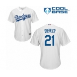 Men's Majestic Los Angeles Dodgers #21 Walker Buehler Replica White Home Cool Base MLB Jersey