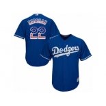 Men's Majestic Los Angeles Dodgers #22 Clayton Kershaw Authentic Royal Blue USA Flag Fashion Cool Base MLB Jersey