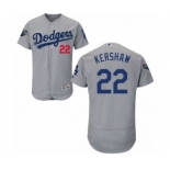 Men's Majestic Los Angeles Dodgers #22 Clayton Kershaw Gray Alternate Flex Base Authentic Collection 2018 World Series MLB Jersey