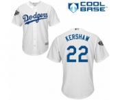 Men's Majestic Los Angeles Dodgers #22 Clayton Kershaw Replica White Home Cool Base 2018 World Series MLB Jersey