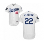 Men's Majestic Los Angeles Dodgers #22 Clayton Kershaw White Home Flex Base Authentic Collection 2018 World Series MLB Jersey