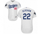 Men's Majestic Los Angeles Dodgers #22 Clayton Kershaw White Home Flex Base Authentic Collection 2018 World Series MLB Jersey