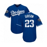 Men's Majestic Los Angeles Dodgers #23 Kirk Gibson Authentic Royal Blue Team Logo Fashion Cool Base 2018 World Series MLB Jersey