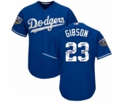 Men's Majestic Los Angeles Dodgers #23 Kirk Gibson Authentic Royal Blue Team Logo Fashion Cool Base 2018 World Series MLB Jersey