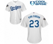 Men's Majestic Los Angeles Dodgers #23 Kirk Gibson Replica White Home Cool Base 2018 World Series MLB Jersey