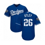 Men's Majestic Los Angeles Dodgers #26 Chase Utley Authentic Royal Blue Team Logo Fashion Cool Base 2018 World Series MLB Jersey