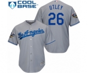 Men's Majestic Los Angeles Dodgers #26 Chase Utley Replica Grey Road Cool Base 2018 World Series MLB Jersey