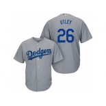 Men's Majestic Los Angeles Dodgers #26 Chase Utley Replica Grey Road Cool Base MLB Jersey