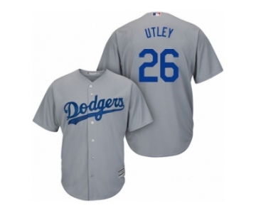 Men's Majestic Los Angeles Dodgers #26 Chase Utley Replica Grey Road Cool Base MLB Jersey