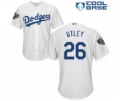 Men's Majestic Los Angeles Dodgers #26 Chase Utley Replica White Home Cool Base 2018 World Series MLB Jersey