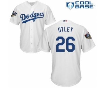 Men's Majestic Los Angeles Dodgers #26 Chase Utley Replica White Home Cool Base 2018 World Series MLB Jersey