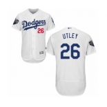 Men's Majestic Los Angeles Dodgers #26 Chase Utley White Home Flex Base Authentic Collection 2018 World Series MLB Jersey