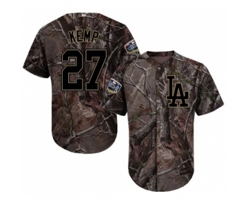 Men's Majestic Los Angeles Dodgers #27 Matt Kemp Authentic Camo Realtree Collection Flex Base 2018 World Series MLB Jersey