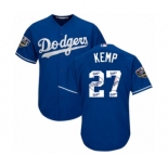 Men's Majestic Los Angeles Dodgers #27 Matt Kemp Authentic Royal Blue Team Logo Fashion Cool Base 2018 World Series MLB Jersey