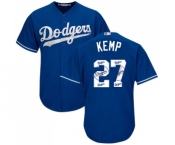 Men's Majestic Los Angeles Dodgers #27 Matt Kemp Authentic Royal Blue Team Logo Fashion Cool Base MLB Jersey