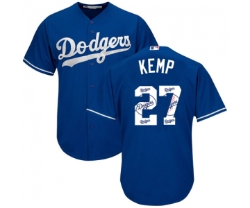 Men's Majestic Los Angeles Dodgers #27 Matt Kemp Authentic Royal Blue Team Logo Fashion Cool Base MLB Jersey