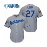 Men's Majestic Los Angeles Dodgers #27 Matt Kemp Replica Grey Road Cool Base 2018 World Series MLB Jersey