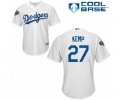 Men's Majestic Los Angeles Dodgers #27 Matt Kemp Replica White Home Cool Base 2018 World Series MLB Jersey