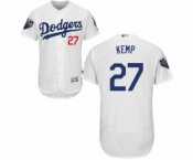 Men's Majestic Los Angeles Dodgers #27 Matt Kemp White Home Flex Base Authentic Collection 2018 World Series MLB Jersey