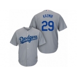 Men's Majestic Los Angeles Dodgers #29 Scott Kazmir Authentic Grey Road Cool Base MLB Jersey