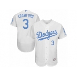 Men's Majestic Los Angeles Dodgers #3 Carl Crawford Authentic White 2016 Father's Day Fashion Flex Base MLB Jersey