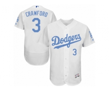 Men's Majestic Los Angeles Dodgers #3 Carl Crawford Authentic White 2016 Father's Day Fashion Flex Base MLB Jersey