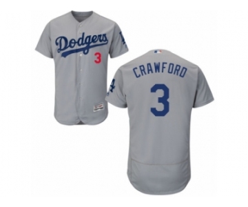 Men's Majestic Los Angeles Dodgers #3 Carl Crawford Grey Flexbase Authentic Collection MLB Jersey