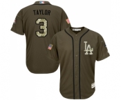 Men's Majestic Los Angeles Dodgers #3 Chris Taylor Authentic Green Salute to Service MLB Jersey