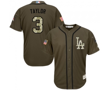 Men's Majestic Los Angeles Dodgers #3 Chris Taylor Authentic Green Salute to Service MLB Jersey