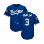 Men's Majestic Los Angeles Dodgers #3 Chris Taylor Authentic Royal Blue Team Logo Fashion Cool Base 2018 World Series MLB Jersey