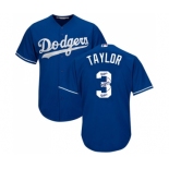 Men's Majestic Los Angeles Dodgers #3 Chris Taylor Authentic Royal Blue Team Logo Fashion Cool Base MLB Jersey