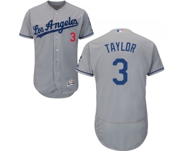 Men's Majestic Los Angeles Dodgers #3 Chris Taylor Grey Flexbase Authentic Collection MLB Jersey